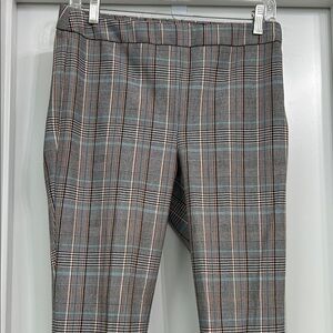 Talbots Gray, Teal, and Burnt Orange Plaid Dress Pants